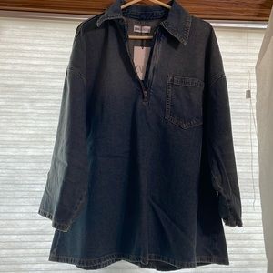 Denim dress by Zara. Oversized fit. 3/4 zipper on top.